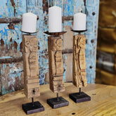 Indian Wooden Candle Holder Stand (Set of 3) 101